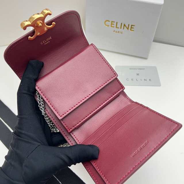 CELINE セリーヌ 三つ折り財布 本革 ミニウォレット ピンク | nate ...